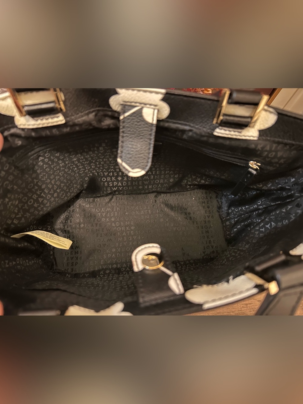 kate spade Black & White Clover Pattern Tote - Picture 7 of 8